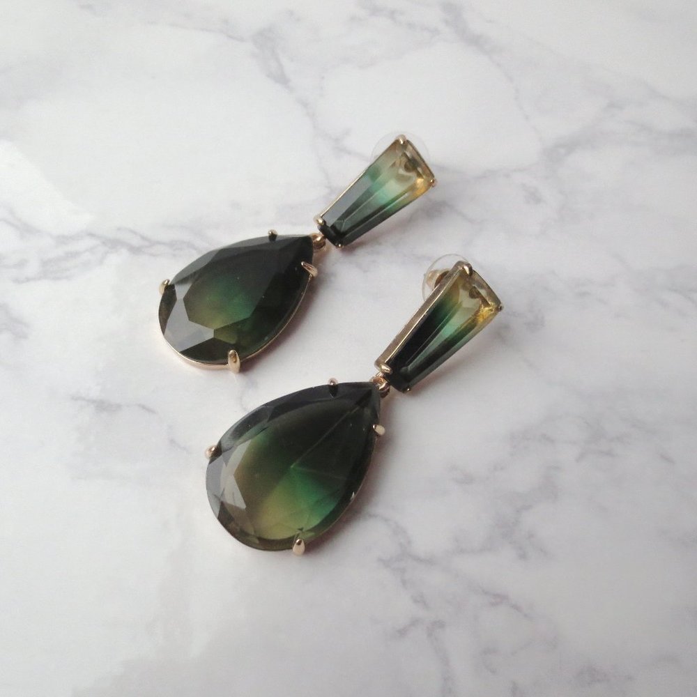 Green Ombre Teardrop Dangle Earrings